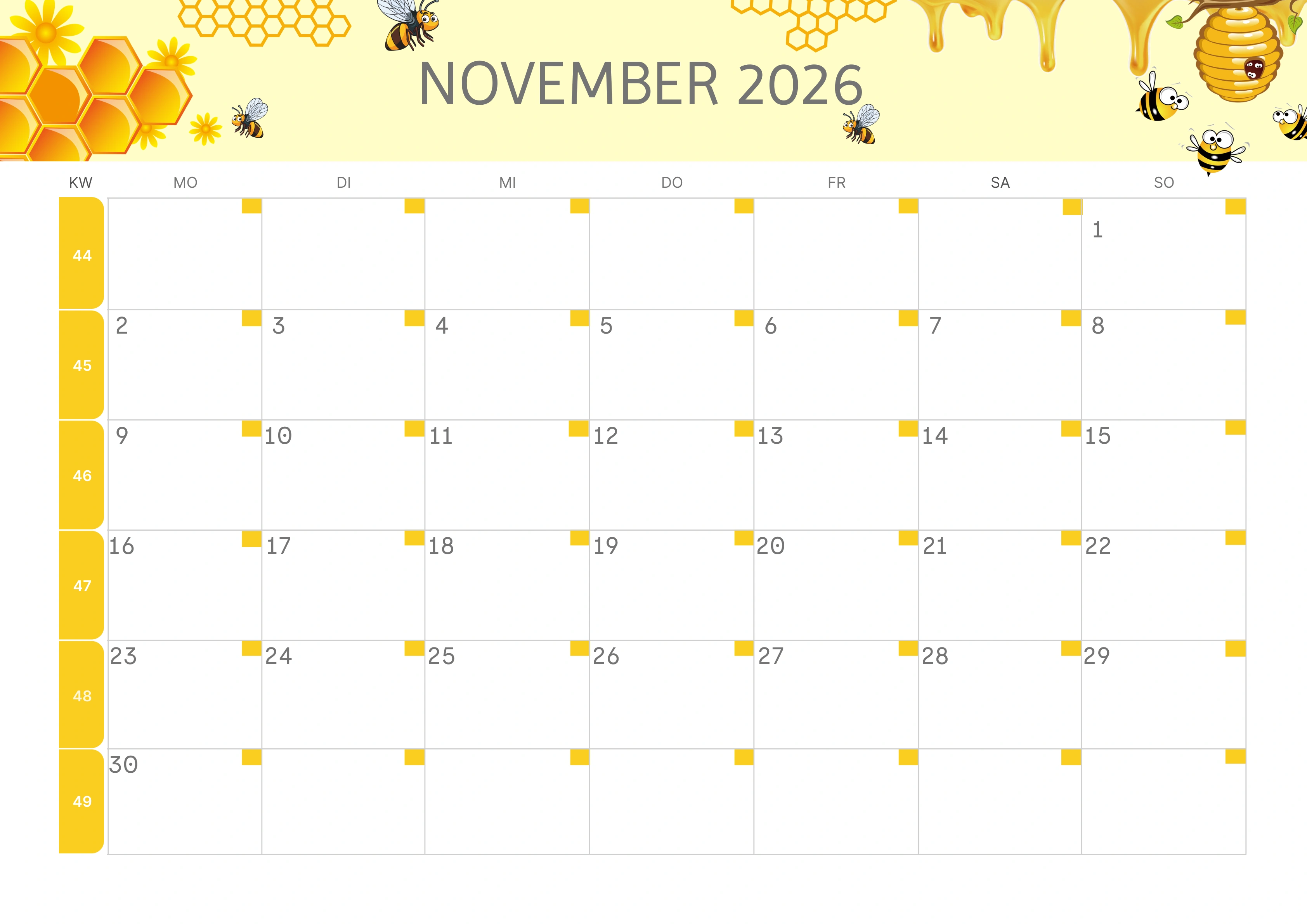 Semesterkalender 2026 Erstes Halbjahr Minimalistisch