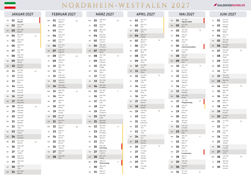Der Kalender mit der Kompletten BW Feirtage