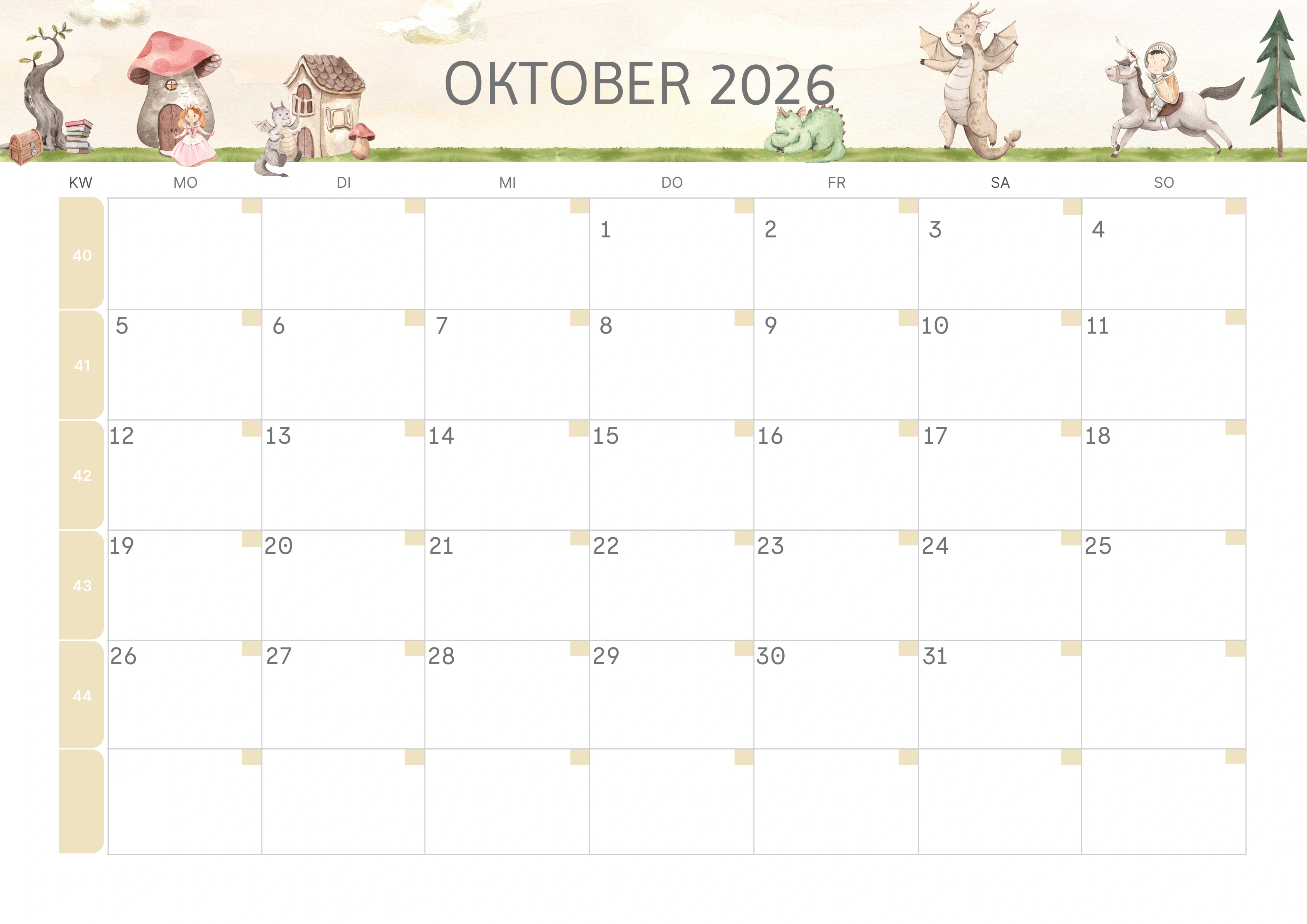 Semesterkalender 2026 Erstes Halbjahr Minimalistisch