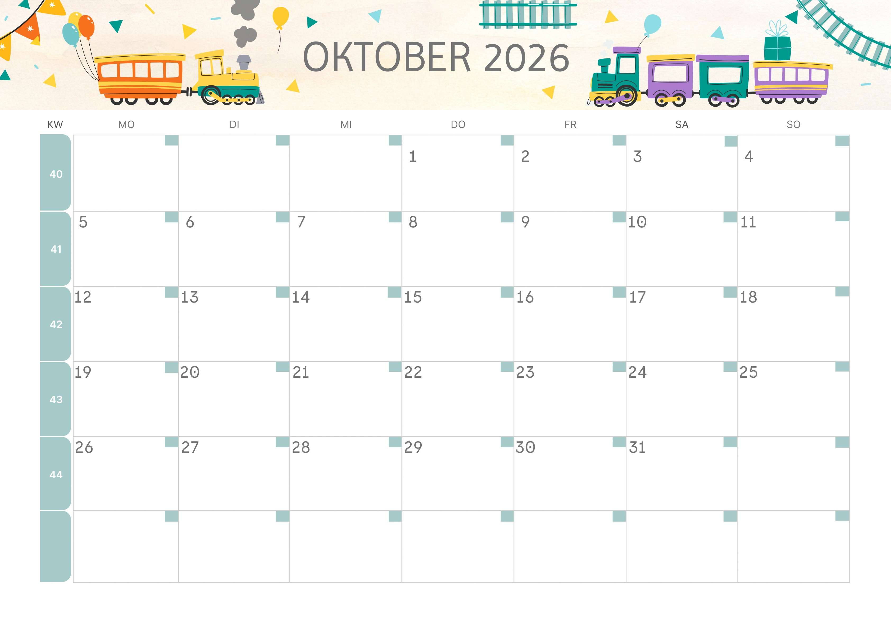 Semesterkalender 2026 Erstes Halbjahr Ästhetisch