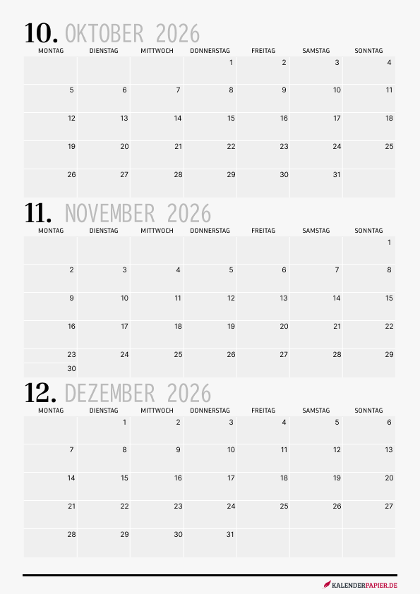 Quartalskalender 2026 Q2 Ästhetisch