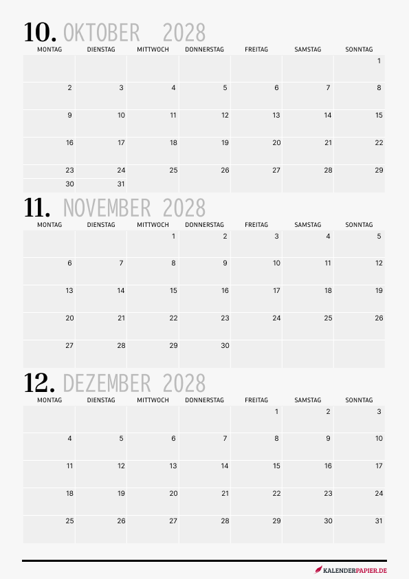 Quartalskalender 2028 Q2 Ästhetisch