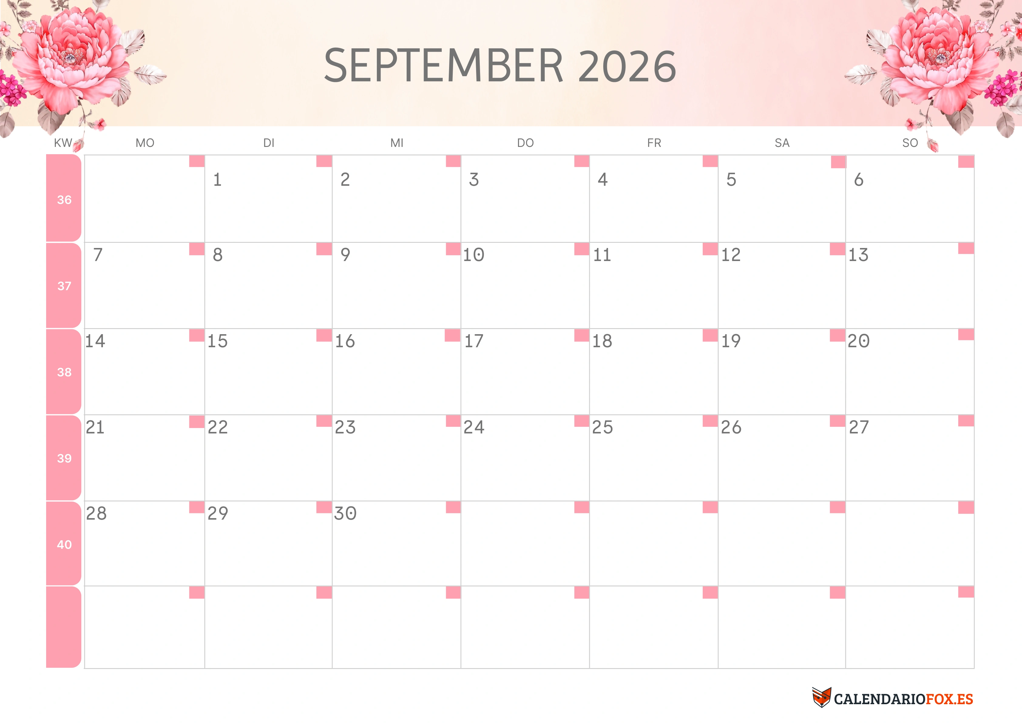 Semesterkalender 2026 Erstes Halbjahr Farbenfroh