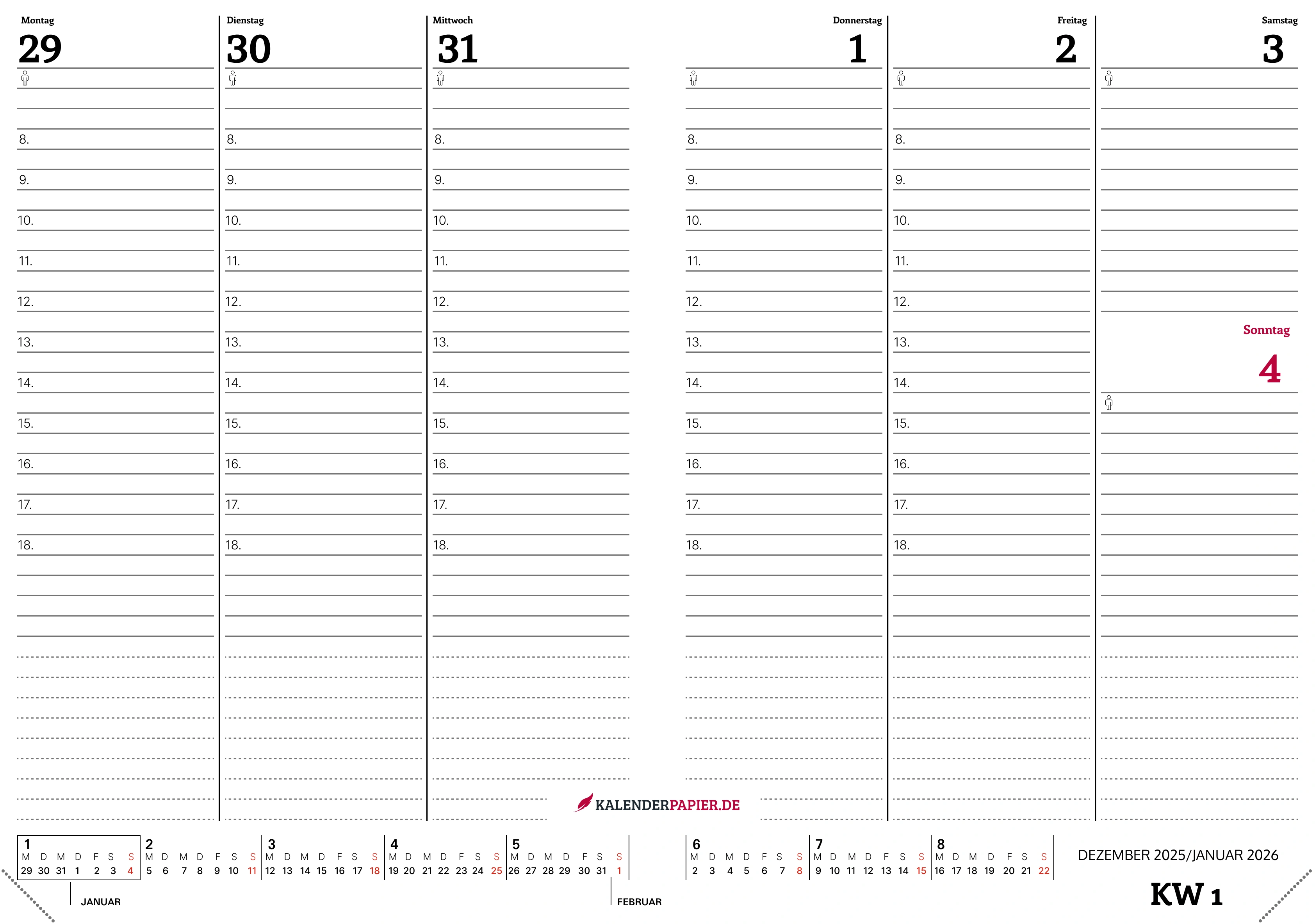 Wochenkalender 2026 Minimalistisch