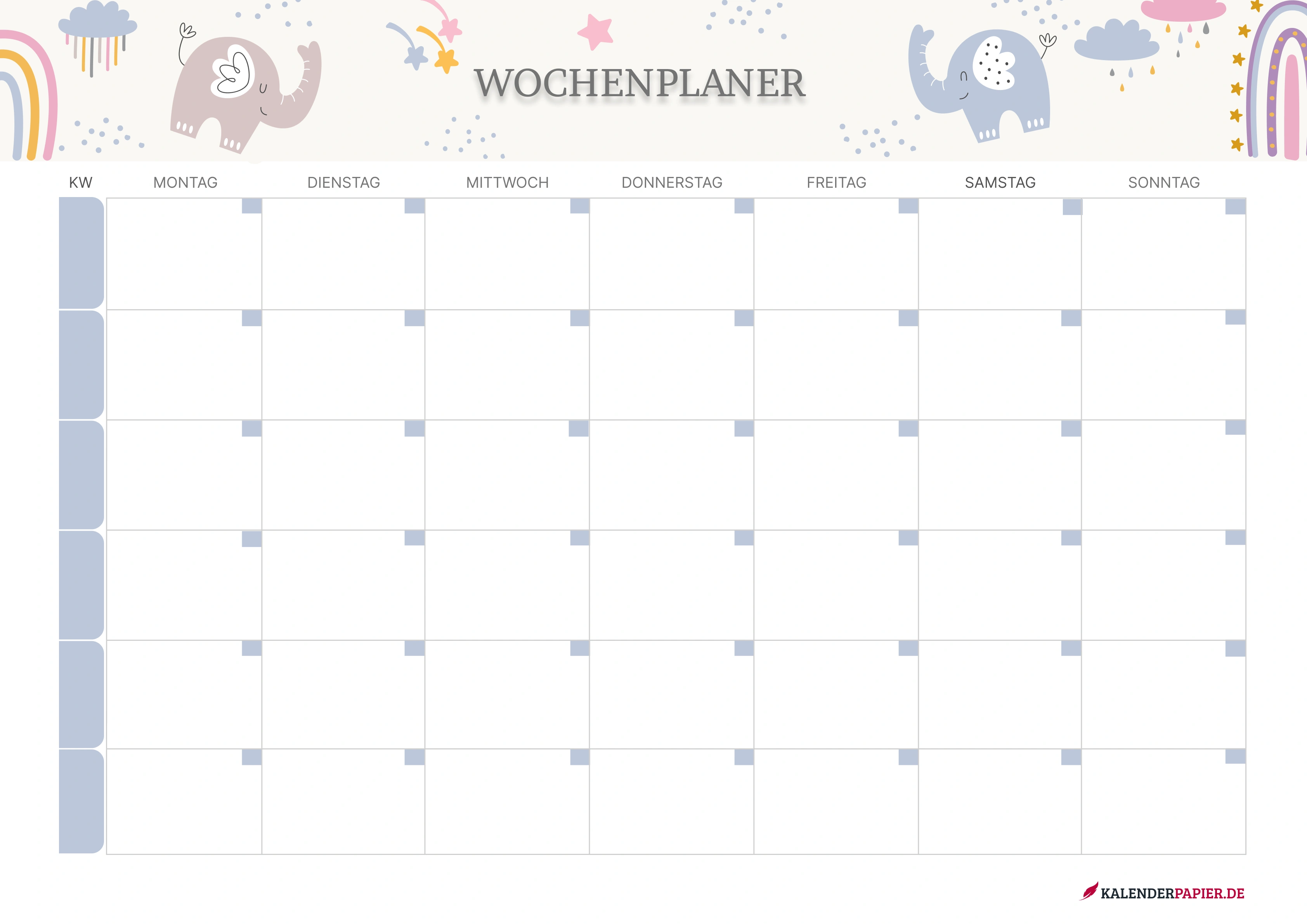 wocheplaner 2026 mit Kalenderwochen