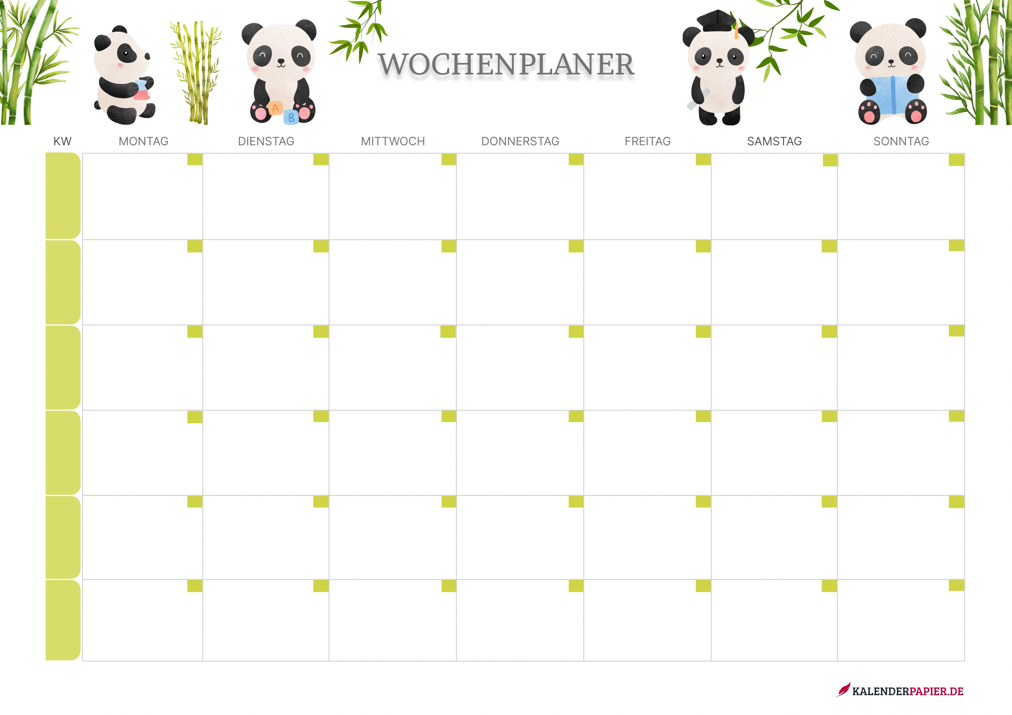 wocheplaner 2026 mit Mondphasen
