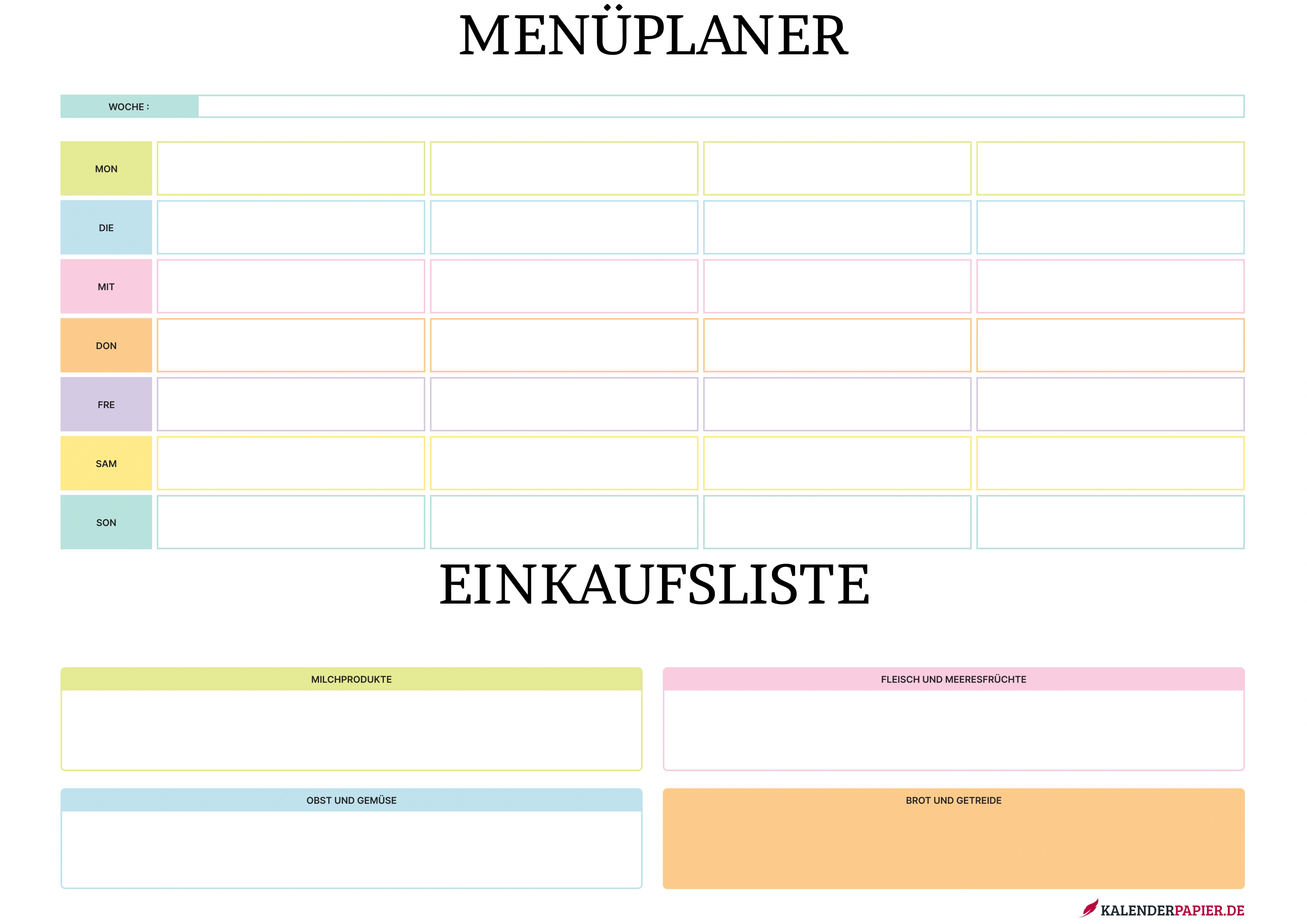 wocheplaner 2026 mit Mondphasen