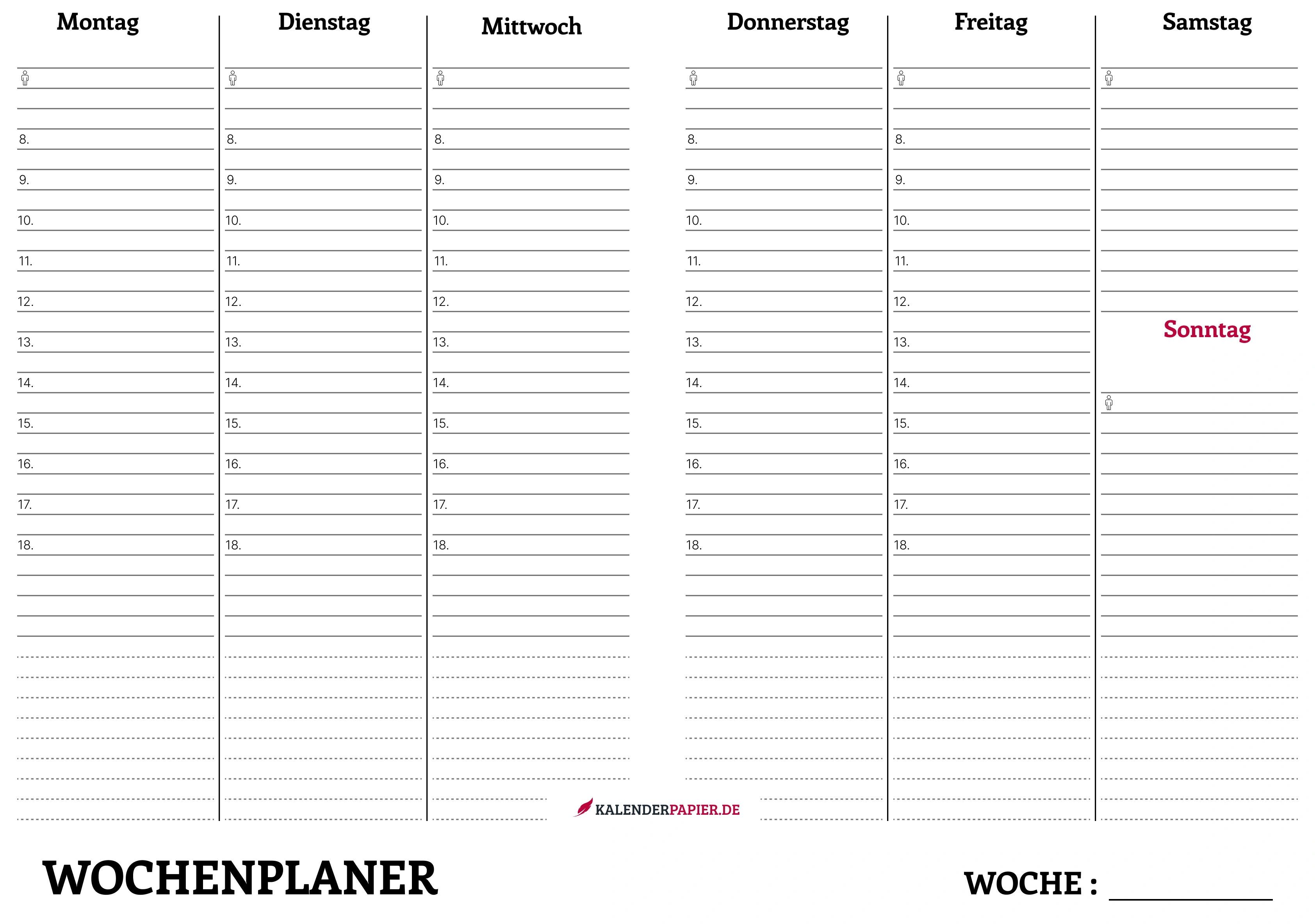 wocheplaner 2026 mit Kalenderwochen