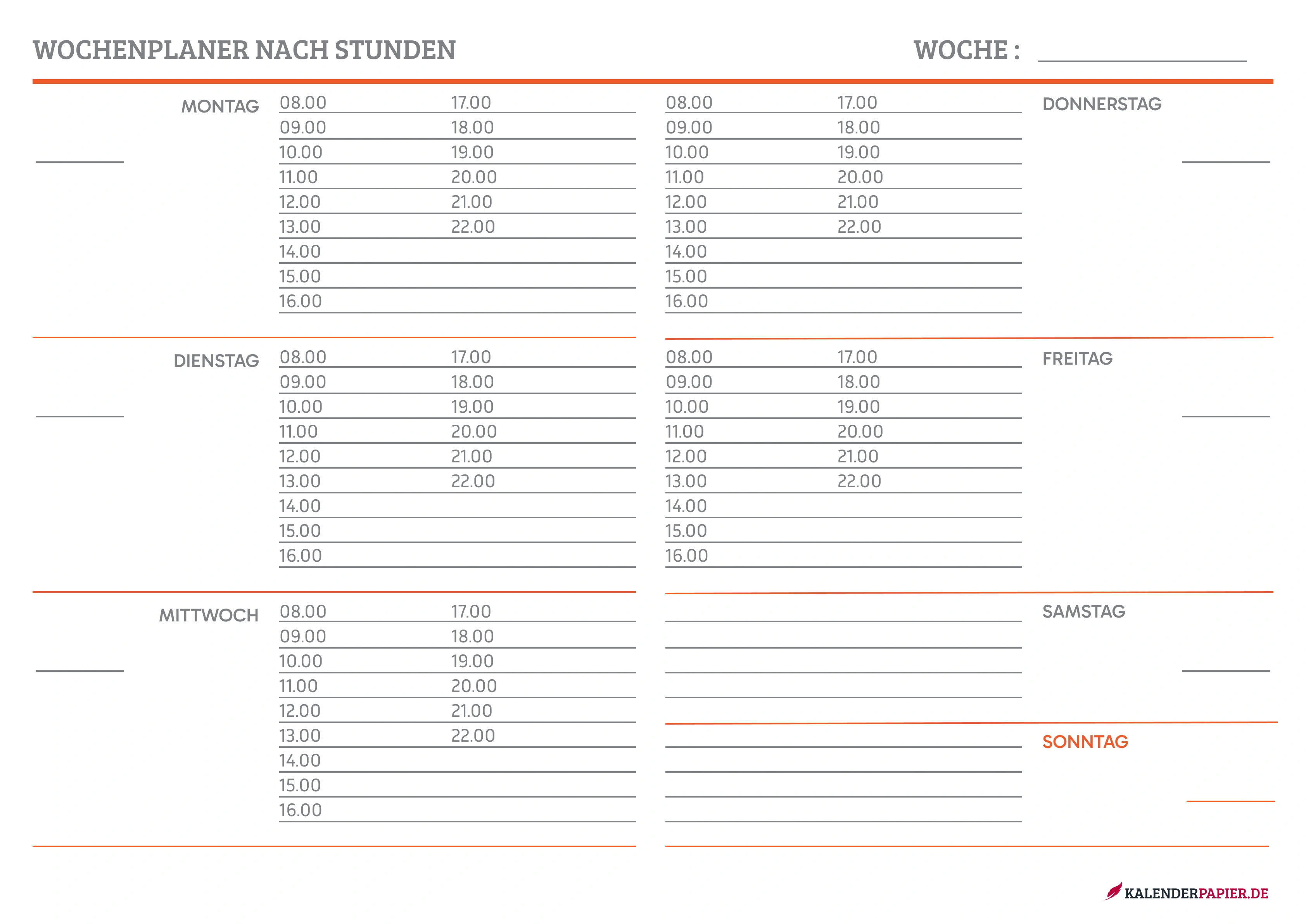 wocheplaner 2026 mit Mondphasen