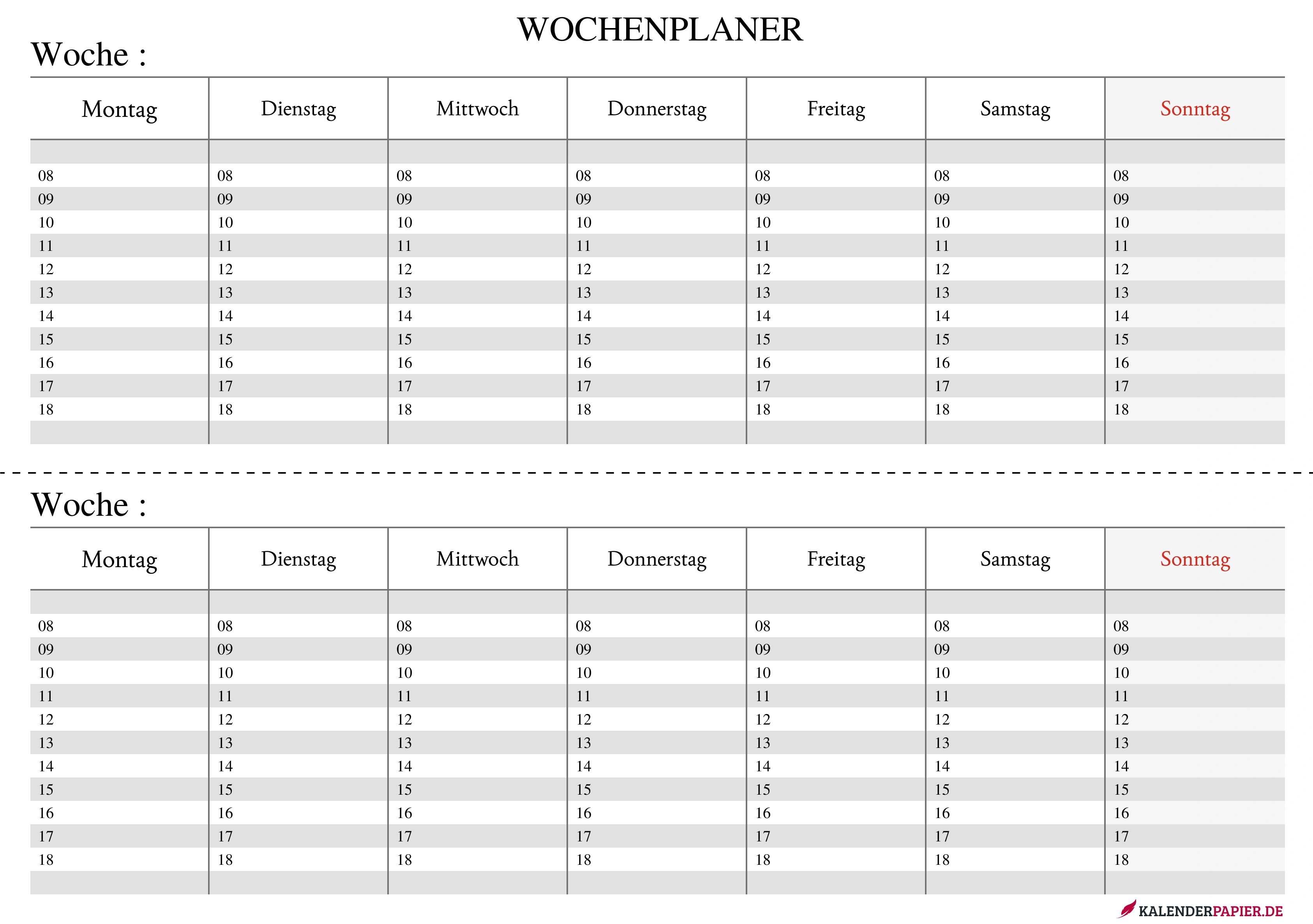 wocheplaner 2026 mit Mondphasen